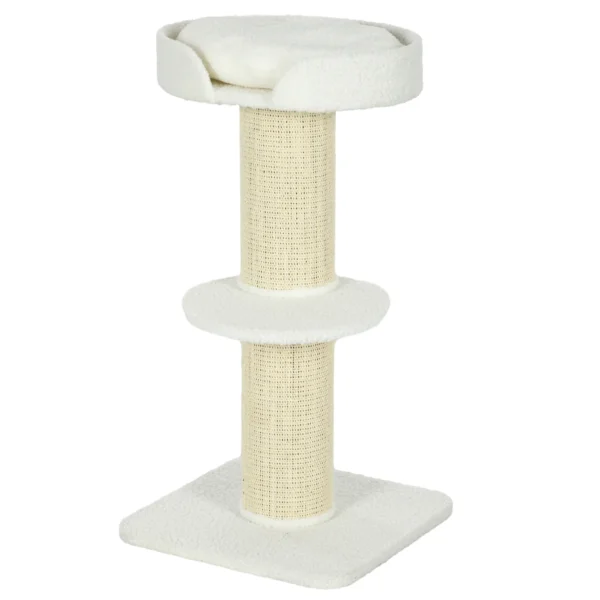 Krabpaal 91 cm kattentoren met sisalstammen, platform, kussen meerlaagse kattenkrabpaal, klimboom, voor middelgrote katten, roomwit 1