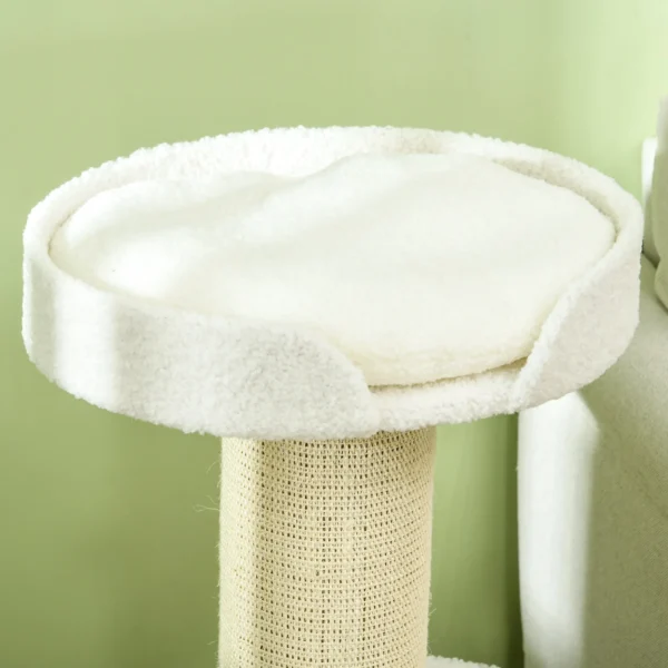 Krabpaal 91 cm kattentoren met sisalstammen, platform, kussen meerlaagse kattenkrabpaal, klimboom, voor middelgrote katten, roomwit 10