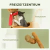Krabpaal 98 cm kattentoren in hertontwerp, met hol, speelbal, jutestammen, kattenkrabpaal, klimboom, voor middelgrote katten, bruin 5