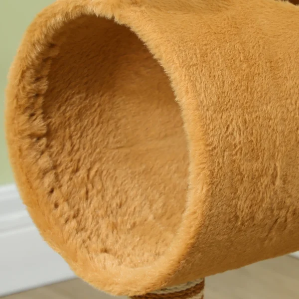Krabpaal 98 cm kattentoren in hertontwerp, met hol, speelbal, jutestammen, kattenkrabpaal, klimboom, voor middelgrote katten, bruin 8