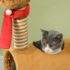 Krabpaal 98 cm kattentoren in hertontwerp, met hol, speelbal, jutestammen, kattenkrabpaal, klimboom, voor middelgrote katten, bruin 9