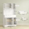 Küchenschrank buffetschrank mit arbeitsplatte, 6 türen, hochschrank mit verstellbaren einlegeböden, kabellöchern, mikrowellenschrank moderner vorratsschrank, weiß, 100 x 38 x 180 cm 4