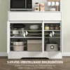 Küchenschrank buffetschrank mit arbeitsplatte, 6 türen, hochschrank mit verstellbaren einlegeböden, kabellöchern, mikrowellenschrank moderner vorratsschrank, weiß, 100 x 38 x 180 cm 6