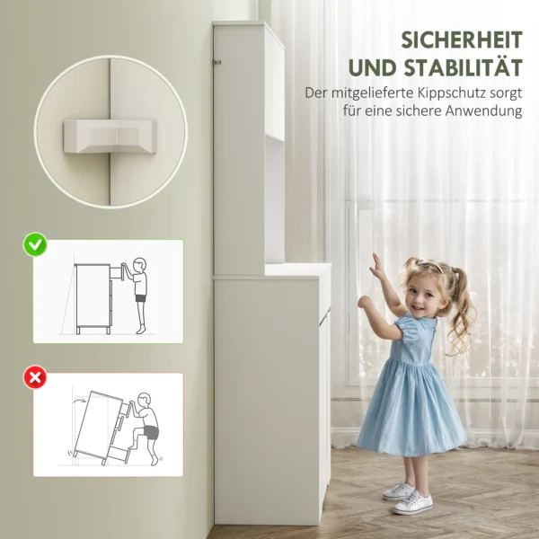 Küchenschrank buffetschrank mit arbeitsplatte, 6 türen, hochschrank mit verstellbaren einlegeböden, kabellöchern, mikrowellenschrank moderner vorratsschrank, weiß, 100 x 38 x 180 cm 8