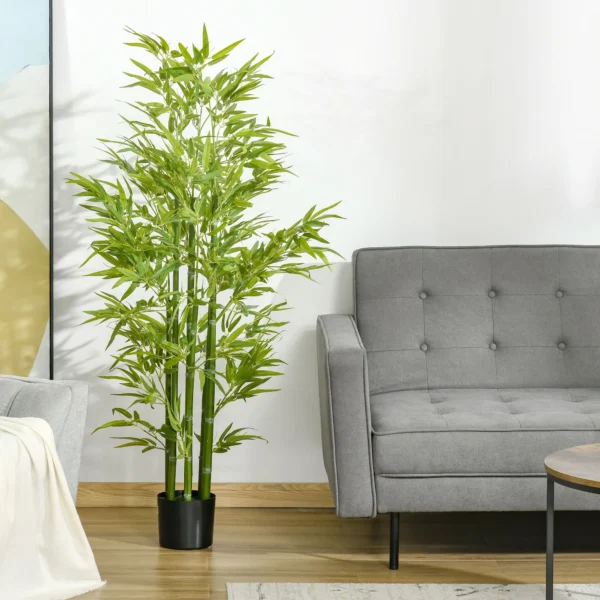 Kunstmatige bamboe groot 150 cm kunstplant net als echt, plastic bamboe kunstmatige planten, kunstbamboe met kunstmos in pot decoratie voor woonkamer, slaapkamer, tuin 2
