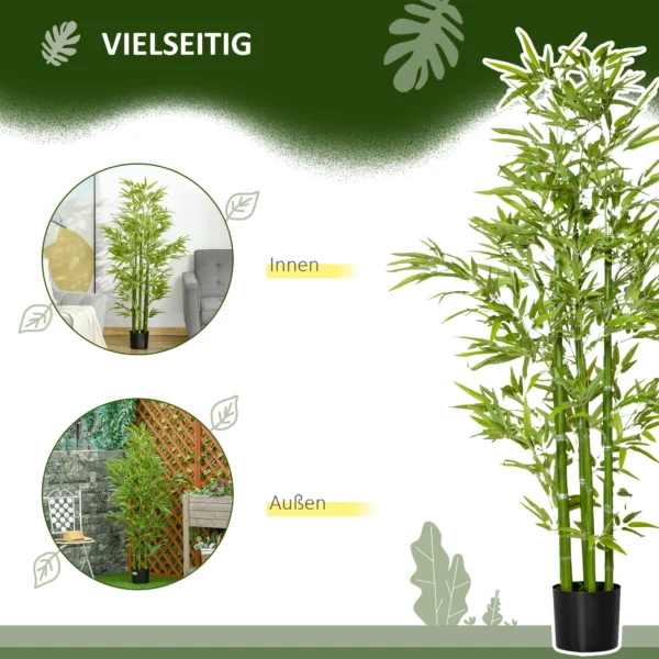 Kunstmatige bamboe groot 150 cm kunstplant net als echt, plastic bamboe kunstmatige planten, kunstbamboe met kunstmos in pot decoratie voor woonkamer, slaapkamer, tuin 6