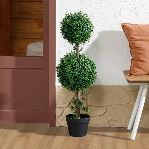 Kunstmatige buxusboom 2 delige set groot 91,6 cm kunstplanten in pot, kunstplant, buxusboom zoals echt kunstboom met uv bescherming voor woonkamer tuin balkon 8