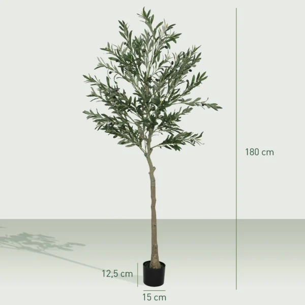 Kunstmatige olijfboom groot 180 cm kunstplant, plastic kunstmatige planten olijfboom in pot, kunstboom met cement, kunstmos voor woonkamer, slaapkamer, decoratie, kantoor 4