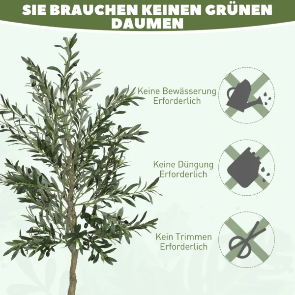 Kunstmatige olijfboom groot 180 cm kunstplant, plastic kunstmatige planten olijfboom in pot, kunstboom met cement, kunstmos voor woonkamer, slaapkamer, decoratie, kantoor 8