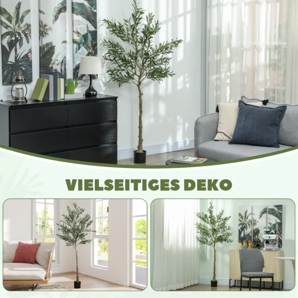 Kunstmatige olijfboom groot 180 cm kunstplant, plastic kunstmatige planten olijfboom in pot, kunstboom met cement, kunstmos voor woonkamer, slaapkamer, decoratie, kantoor 9