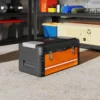 Lege gereedschapskist, 49,7 x 25,3 x 23 cm gereedschapskast met lade, mini box, bovenste opbergvak, handvat, stalen gereedschapskoffer, oranje 2