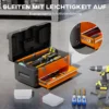 Lege gereedschapskist, 49,7 x 25,3 x 23 cm gereedschapskast met lade, mini box, bovenste opbergvak, handvat, stalen gereedschapskoffer, oranje 7