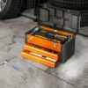 Lege gereedschapskist, 49,7 x 25,3 x 28,9 cm gereedschapskist met lade, mini box, bovenste opbergvak, handvat, gereedschapskoffer van staal, oranje 10