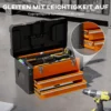 Lege gereedschapskist, 49,7 x 25,3 x 28,9 cm gereedschapskist met lade, mini box, bovenste opbergvak, handvat, gereedschapskoffer van staal, oranje 7