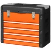 Lege gereedschapskist, 49,7 x 25,3 x 40,7 cm gereedschapskast met 4 lades, mini box, bovenste opbergvak, handvat, gereedschapskoffer van staal, oranje 1