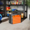 Lege gereedschapskist, 49,7 x 25,3 x 40,7 cm gereedschapskast met 4 lades, mini box, bovenste opbergvak, handvat, gereedschapskoffer van staal, oranje 10