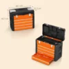 Lege gereedschapskist, 49,7 x 25,3 x 40,7 cm gereedschapskast met 4 lades, mini box, bovenste opbergvak, handvat, gereedschapskoffer van staal, oranje 4