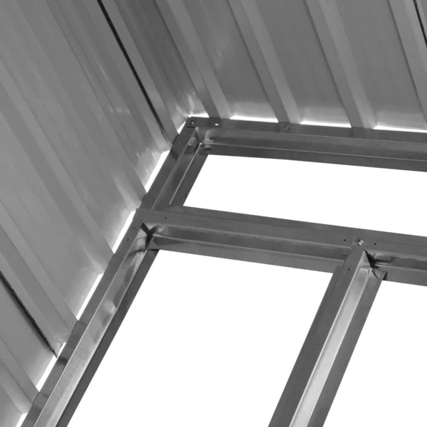 Metalen tuinhuis 2,3 m² 207 x 130 x 182 cm tuinschuur met lessenaarsdak, venster, fundering, schuifdeuren, weerbestendig, tuinhuisje voor buiten, tuinschuur voor achtertuin, groen 5