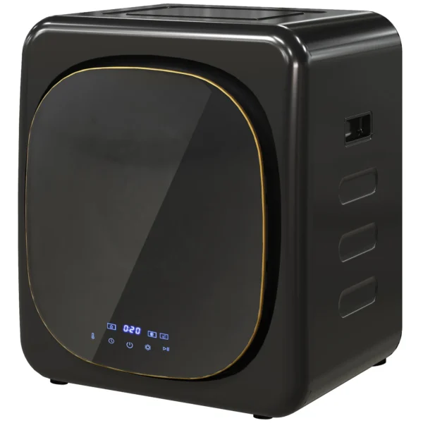 Mini wasdroger met 6 programma led touchscreen 4 kg tot 60℃, 800w vrijstaand wandmonteerbaar afvoerdroger met oververhittingsbeveiliging afvoerdroger voor kleding zwart 1