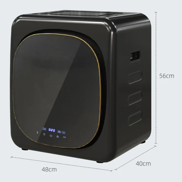 Mini wasdroger met 6 programma led touchscreen 4 kg tot 60℃, 800w vrijstaand wandmonteerbaar afvoerdroger met oververhittingsbeveiliging afvoerdroger voor kleding zwart 4