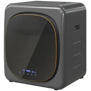 Mini wasdroger met 6 programma led touchscreen 4 kg tot 60℃, 800w vrijstaand wandmonteerbaar luchtafvoerdroger met oververhittingsbeveiliging luchtafvoerdroger voor kleding grijs 1