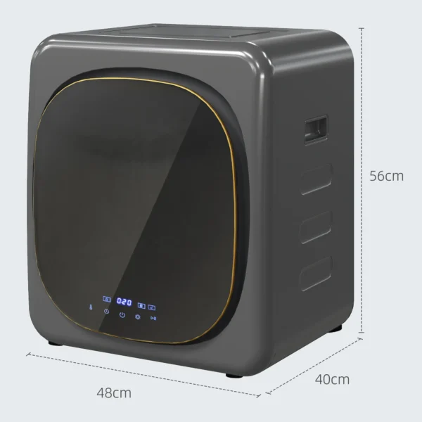 Mini wasdroger met 6 programma led touchscreen 4 kg tot 60℃, 800w vrijstaand wandmonteerbaar luchtafvoerdroger met oververhittingsbeveiliging luchtafvoerdroger voor kleding grijs 4