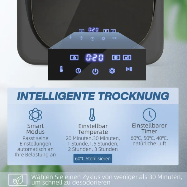 Mini wasdroger met 6 programma led touchscreen 4 kg tot 60℃, 800w vrijstaand wandmonteerbaar luchtafvoerdroger met oververhittingsbeveiliging luchtafvoerdroger voor kleding grijs 5