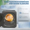 Mini wasdroger met 6 programma led touchscreen 4 kg tot 60℃, 800w vrijstaand wandmonteerbaar luchtafvoerdroger met oververhittingsbeveiliging luchtafvoerdroger voor kleding grijs 6