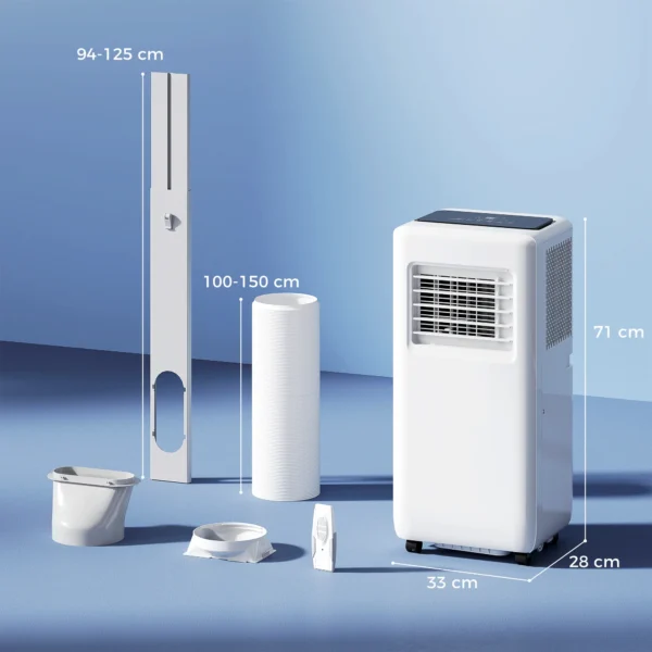 Mobiele airconditioning 3 in 1 klimaatapparaat met koeling, luchtontvochtiger, ventilator, afvoerslang, 5000btu automatische luchtkoeler met afstandsbediening, timer, kinderslot, wit 4