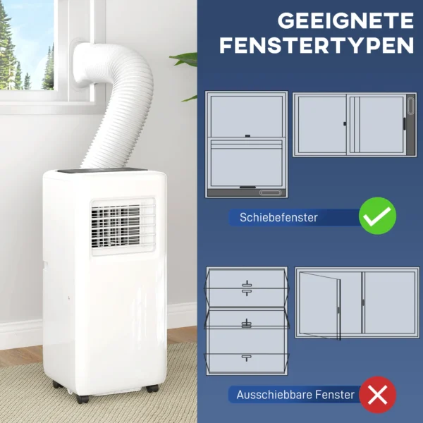 Mobiele airconditioning 3 in 1 klimaatapparaat met koeling, luchtontvochtiger, ventilator, afvoerslang, 5000btu automatische luchtkoeler met afstandsbediening, timer, kinderslot, wit 8