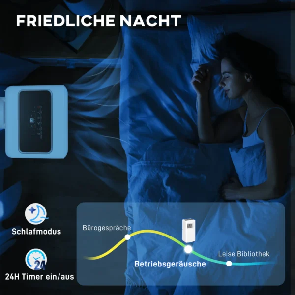 Mobiele airconditioning 3 in 1 klimaatapparaat met koeling, luchtontvochtiger, ventilator, afvoerslang, 5000btu automatische luchtkoeler met afstandsbediening, timer, kinderslot, wit 9