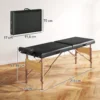 Mobiele massagetafel 2 zones opvouwbaar massagetafel hoogteverstelbaar massagebank 70 cm breed met hoofdsteun, houten voeten massagebed schoonheidssalon zwart 4