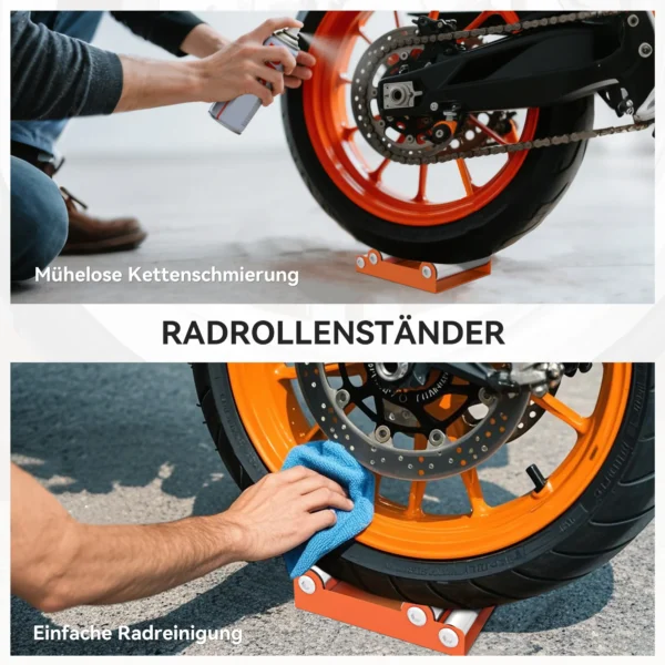 Motorfiets reinigingsstandaard rolstandaard wiel draaihulp achterband schoonmaakhulp kettingverzorging voor bandenreiniging & ketting smering groller fiets 5