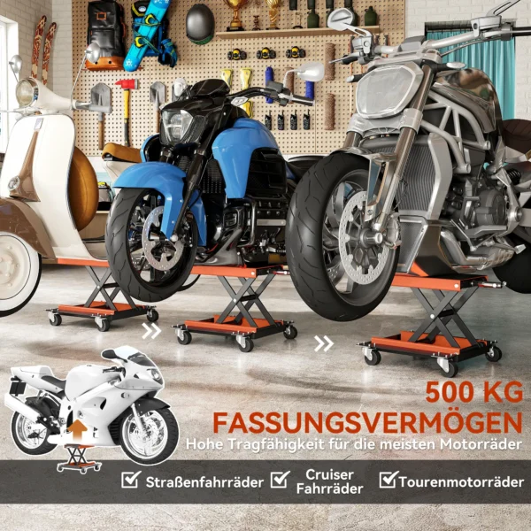 Motorfietsheffer 500 kg belastbaar motorfietsheftafel 135 390 mm hoogteverstelbaar montageblok fietsreparatie schaarheffer in garage & buitenruimtes 6