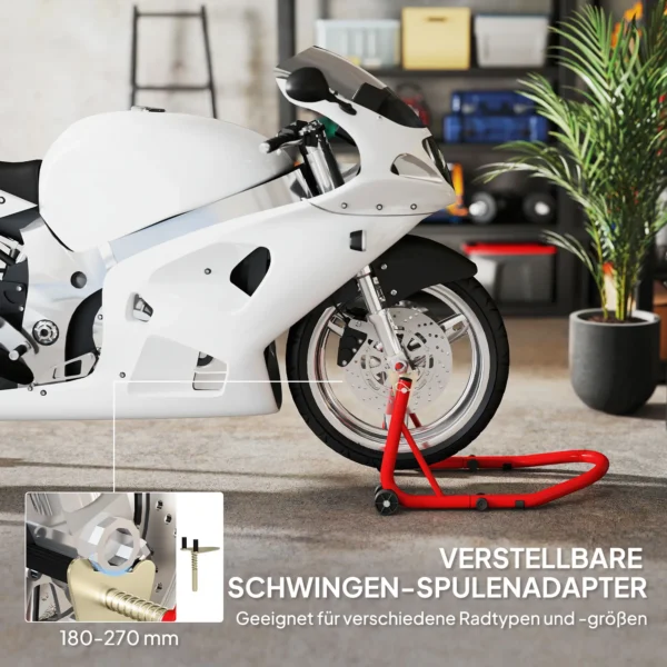 Motorfietsstandaard set voor/achter montagestandaard motorfietsheffer tot 544 kg motorfiets standaard voor achterwiel staal rood 6