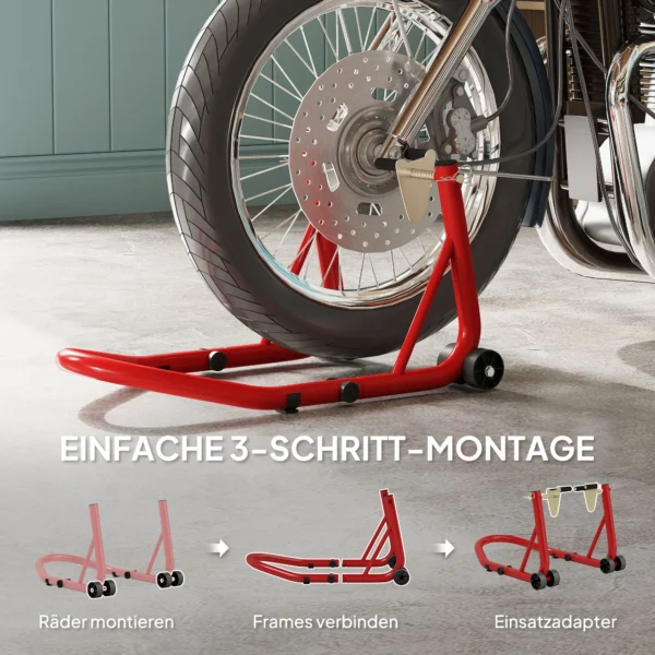 Motorfietsstandaard set voor/achter montagestandaard motorfietsheffer tot 544 kg motorfiets standaard voor achterwiel staal rood 7