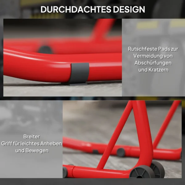 Motorfietsstandaard set voor/achter montagestandaard motorfietsheffer tot 544 kg motorfiets standaard voor achterwiel staal rood 8