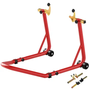 Motorfietsstandaard set voor/achter montagestandaard motorfietsheffer tot 544 kg motorfietsstandaard voor achterwiel staal rood 1