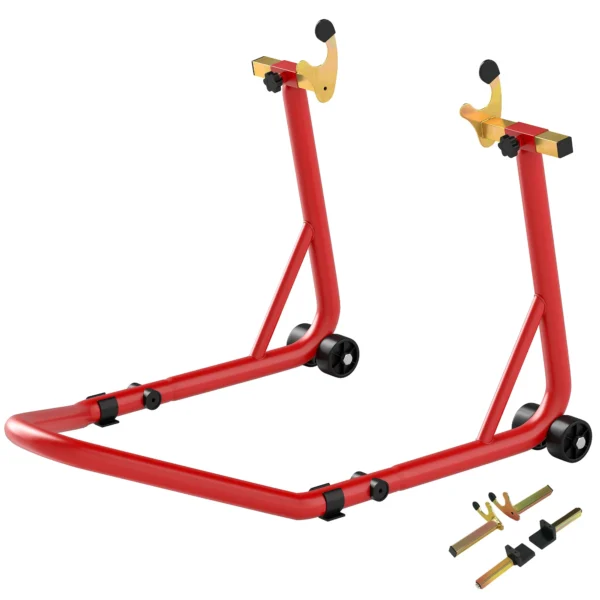 Motorfietsstandaard set voor/achter montagestandaard motorfietsheffer tot 544 kg motorfietsstandaard voor achterwiel staal rood 1