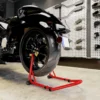 Motorfietsstandaard set voor/achter montagestandaard motorfietsheffer tot 544 kg motorfietsstandaard voor achterwiel staal rood 2
