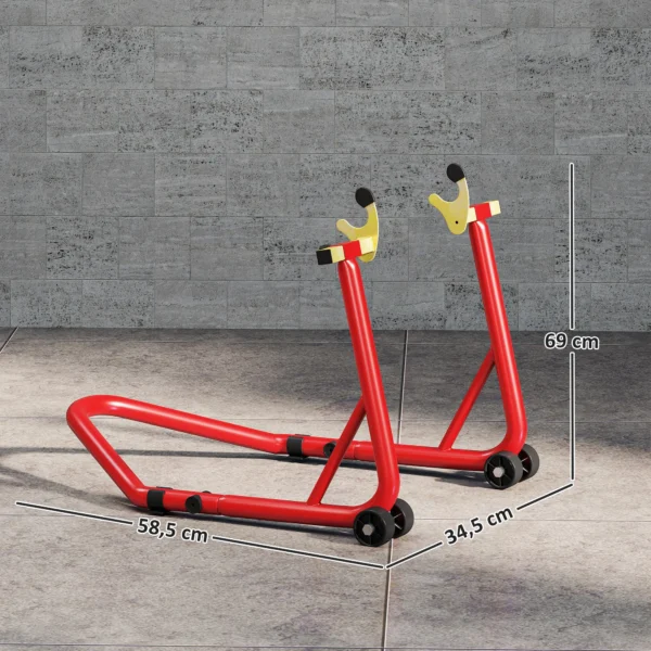 Motorfietsstandaard set voor/achter montagestandaard motorfietsheffer tot 544 kg motorfietsstandaard voor achterwiel staal rood 4
