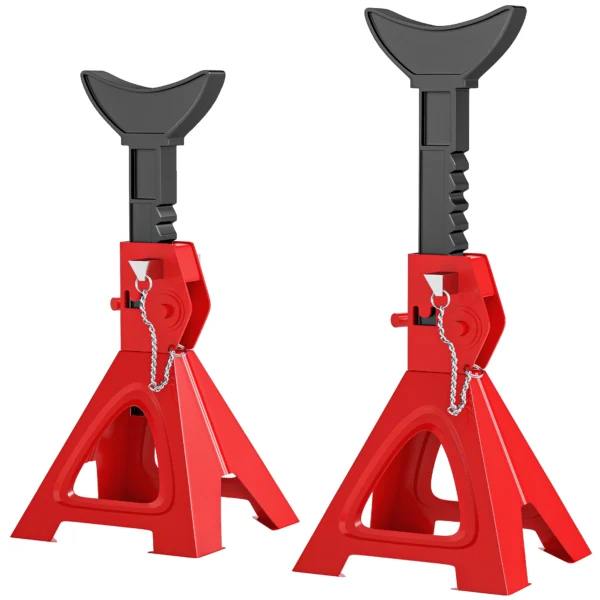 Ondersteuningsblok 3 ton draagvermogen 2 stuks steunblok inclusief veiligheidspin 10 traps hoogteverstelbaar 290 mm tot 410mm ondersteuningsblokken auto krikstandaard voor werkplaats garage rood 1