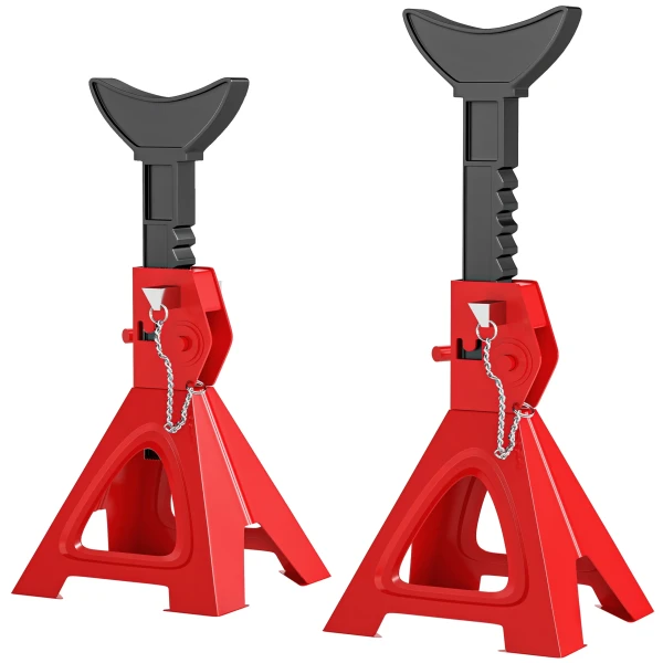 Ondersteuningsblok 3 ton draagvermogen 2 stuks steunblok inclusief veiligheidspin 10 traps hoogteverstelbaar 290 mm tot 410mm ondersteuningsblokken auto krikstandaard voor werkplaats garage rood 1
