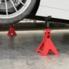 Ondersteuningsblok 3 ton draagvermogen 2 stuks steunblok inclusief veiligheidspin 10 traps hoogteverstelbaar 290 mm tot 410mm ondersteuningsblokken auto krikstandaard voor werkplaats garage rood 10