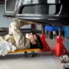 Ondersteuningsblok 3 ton draagvermogen 2 stuks steunblok inclusief veiligheidspin 10 traps hoogteverstelbaar 290 mm tot 410mm ondersteuningsblokken auto krikstandaard voor werkplaats garage rood 2