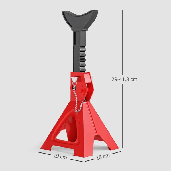 Ondersteuningsblok 3 ton draagvermogen 2 stuks steunblok inclusief veiligheidspin 10 traps hoogteverstelbaar 290 mm tot 410mm ondersteuningsblokken auto krikstandaard voor werkplaats garage rood 4
