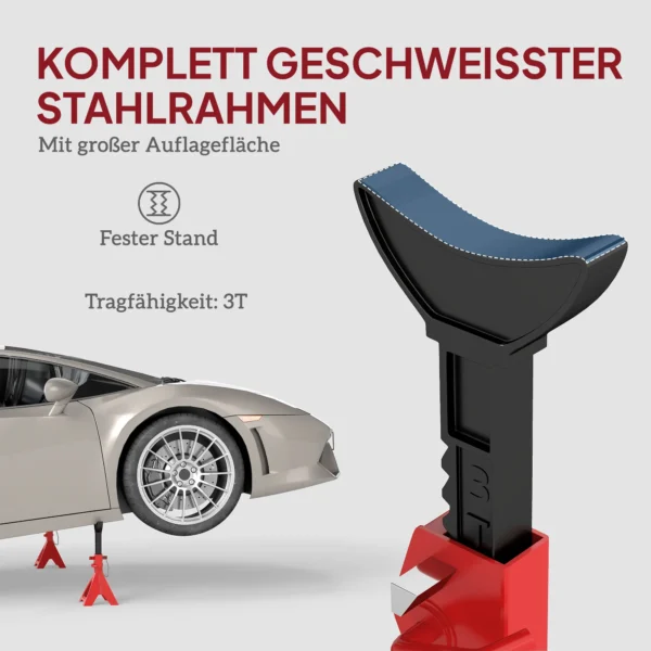 Ondersteuningsblok 3 ton draagvermogen 2 stuks steunblok inclusief veiligheidspin 10 traps hoogteverstelbaar 290 mm tot 410mm ondersteuningsblokken auto krikstandaard voor werkplaats garage rood 7
