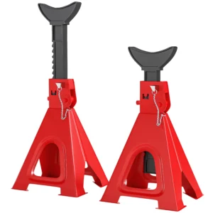 Ondersteuningsblok 6 ton draagvermogen 2 stuks ondersteuningsblok inclusief 2 veiligheidsspelden 13 traps hoogteverstelbaar 375 mm tot 592 mm ondersteuningsblokken auto krikstandaard voor werkplaats garage rood 1