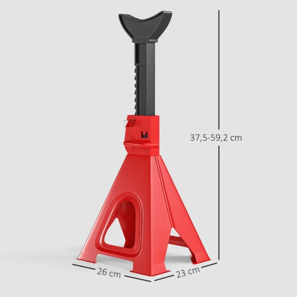 Ondersteuningsblok 6 ton draagvermogen 2 stuks ondersteuningsblok inclusief 2 veiligheidsspelden 13 traps hoogteverstelbaar 375 mm tot 592 mm ondersteuningsblokken auto krikstandaard voor werkplaats garage rood 4