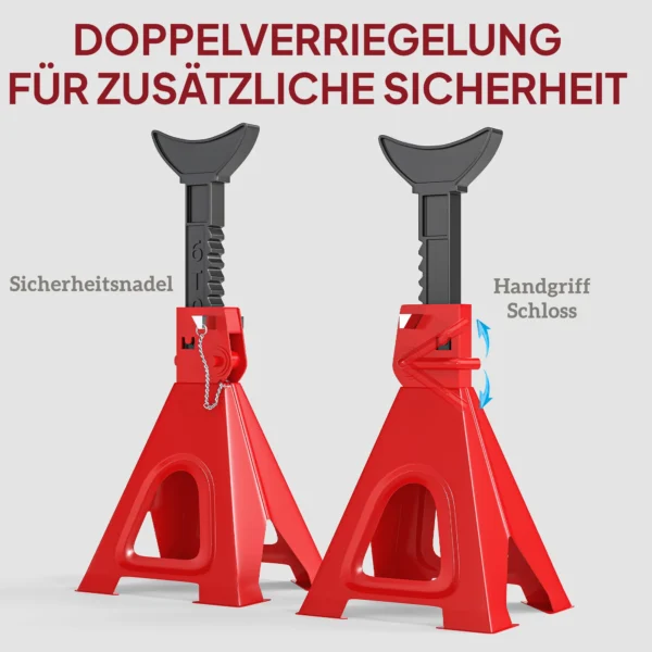 Ondersteuningsblok 6 ton draagvermogen 2 stuks ondersteuningsblok inclusief 2 veiligheidsspelden 13 traps hoogteverstelbaar 375 mm tot 592 mm ondersteuningsblokken auto krikstandaard voor werkplaats garage rood 6